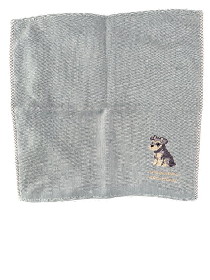 シュナウザー《おすわり》の刺繡ハンカチ