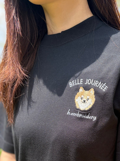 ポメラニアンの刺繡Tシャツ