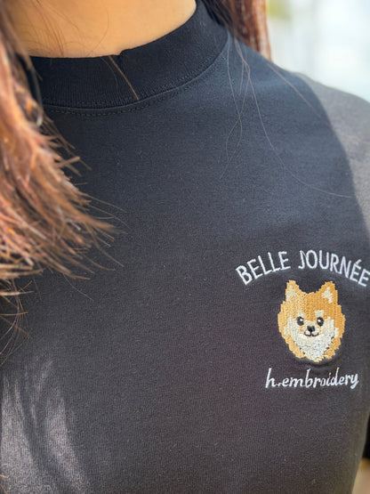 ポメラニアンの刺繡Tシャツ