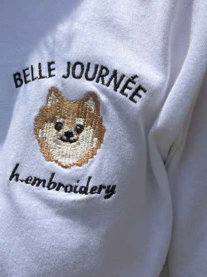 ポメラニアンの刺繡Tシャツ