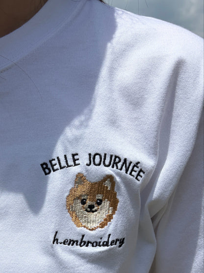 ポメラニアンの刺繡Tシャツ