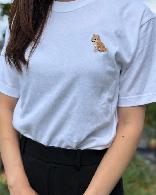 柴犬《おすわり》刺繡Tシャツ
