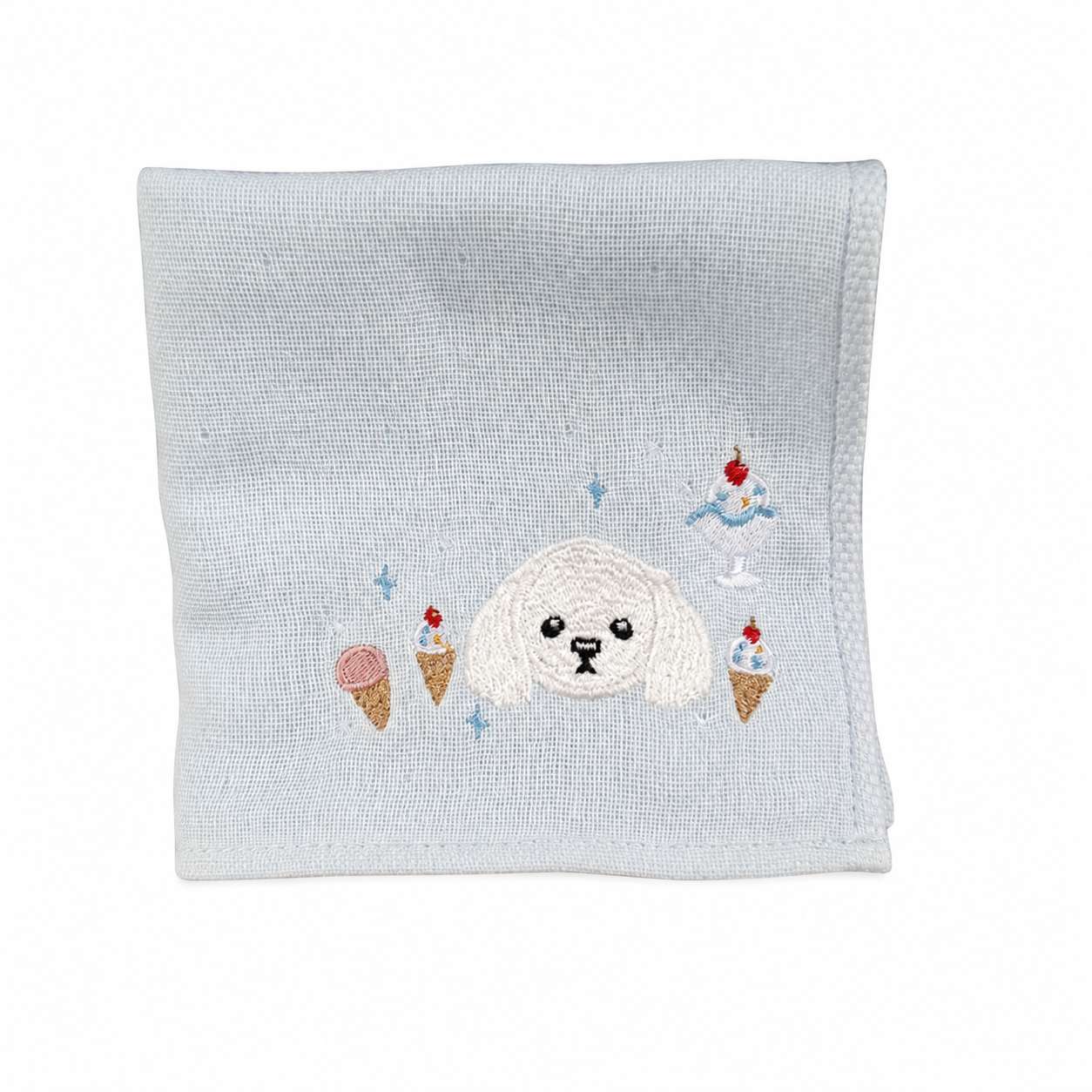 ひとさじの夏 アイスクリーム刺繡ハンカチ