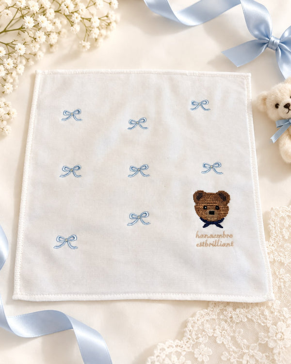 HANA Bear - Blue Ribbon Handkerchief