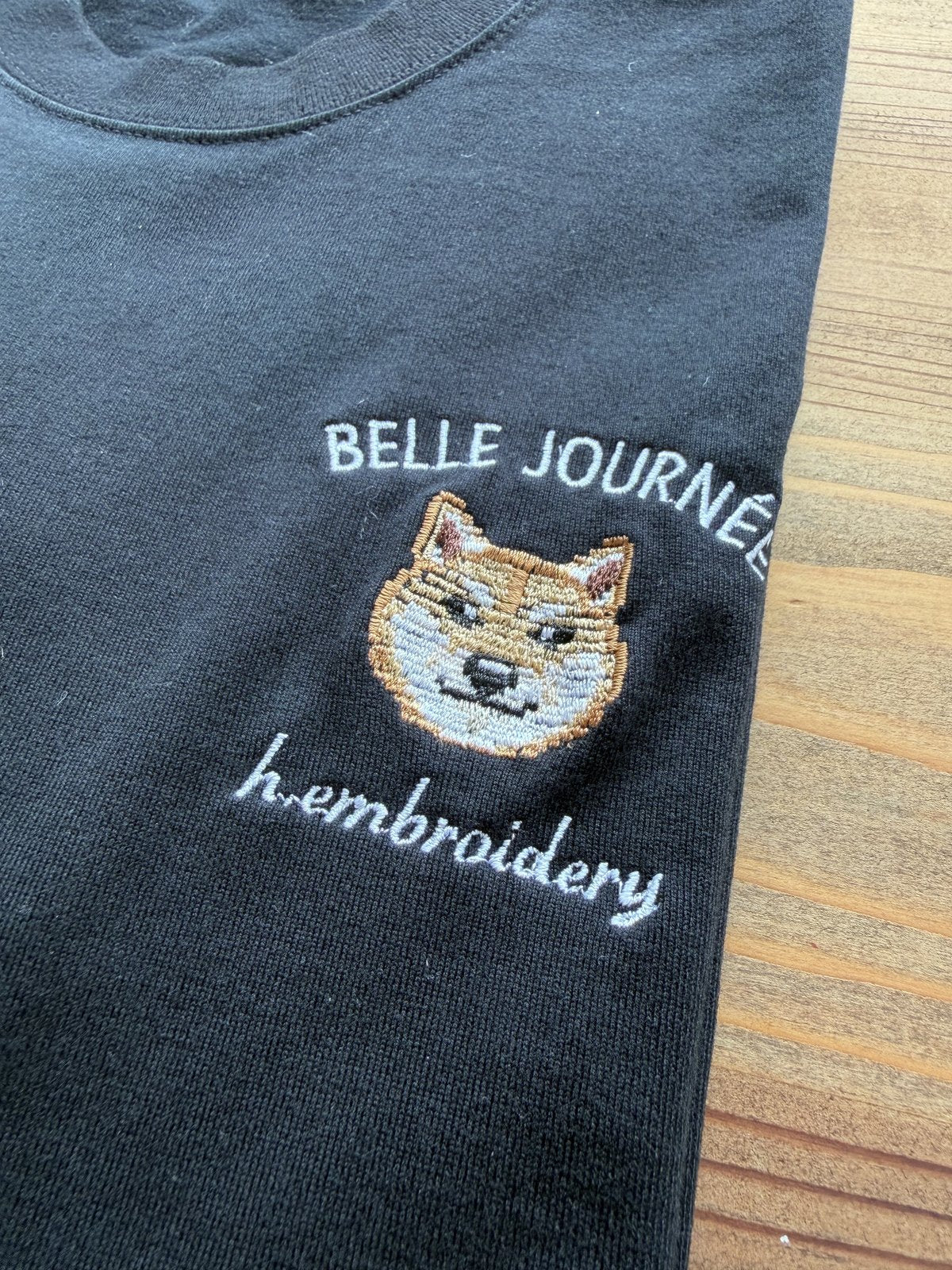 柴犬刺繡 黒T